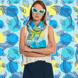 **** OUT OF STOCK  Ocean Print Oblong Scarf