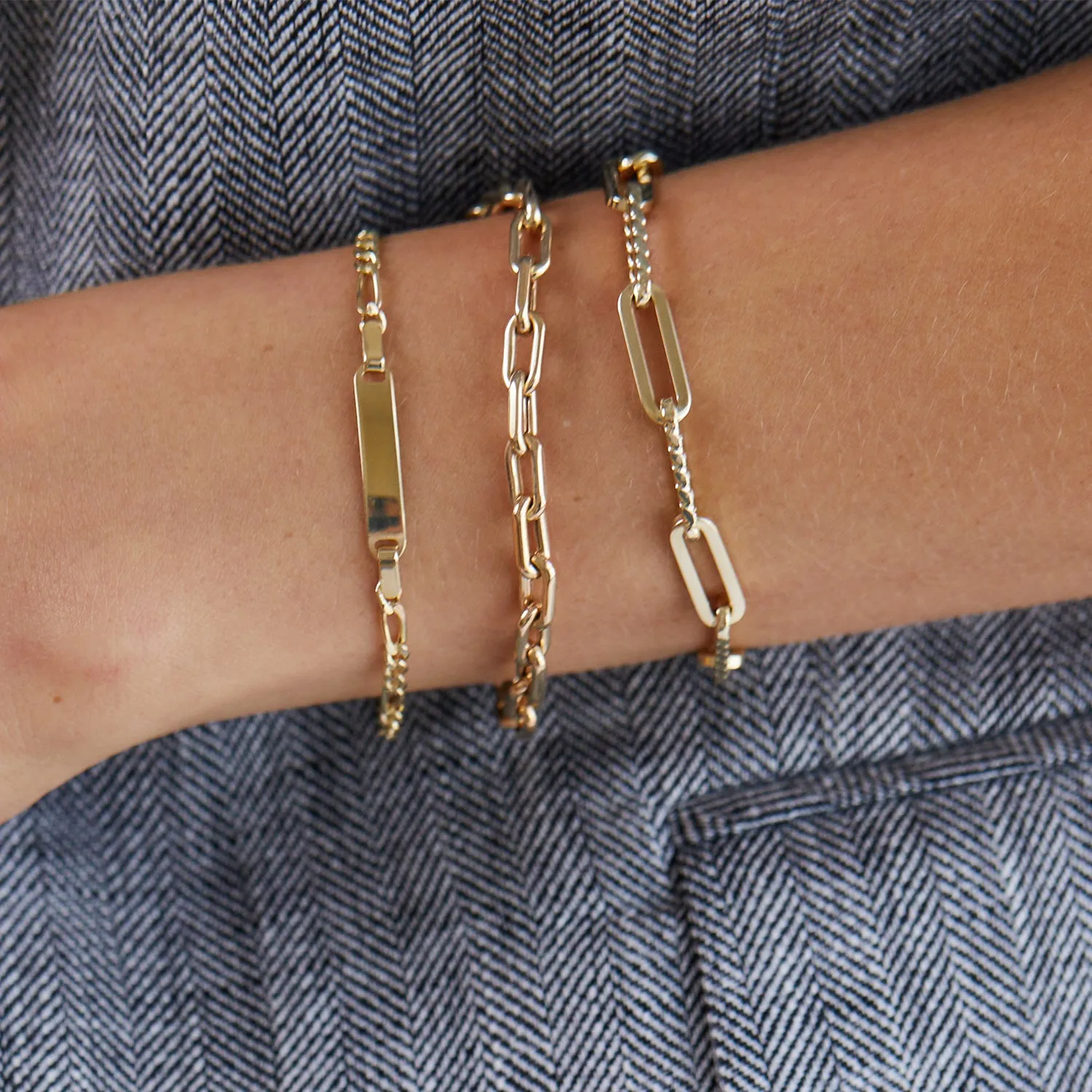 14K Twist Link Paper Clip Chain Bracelet