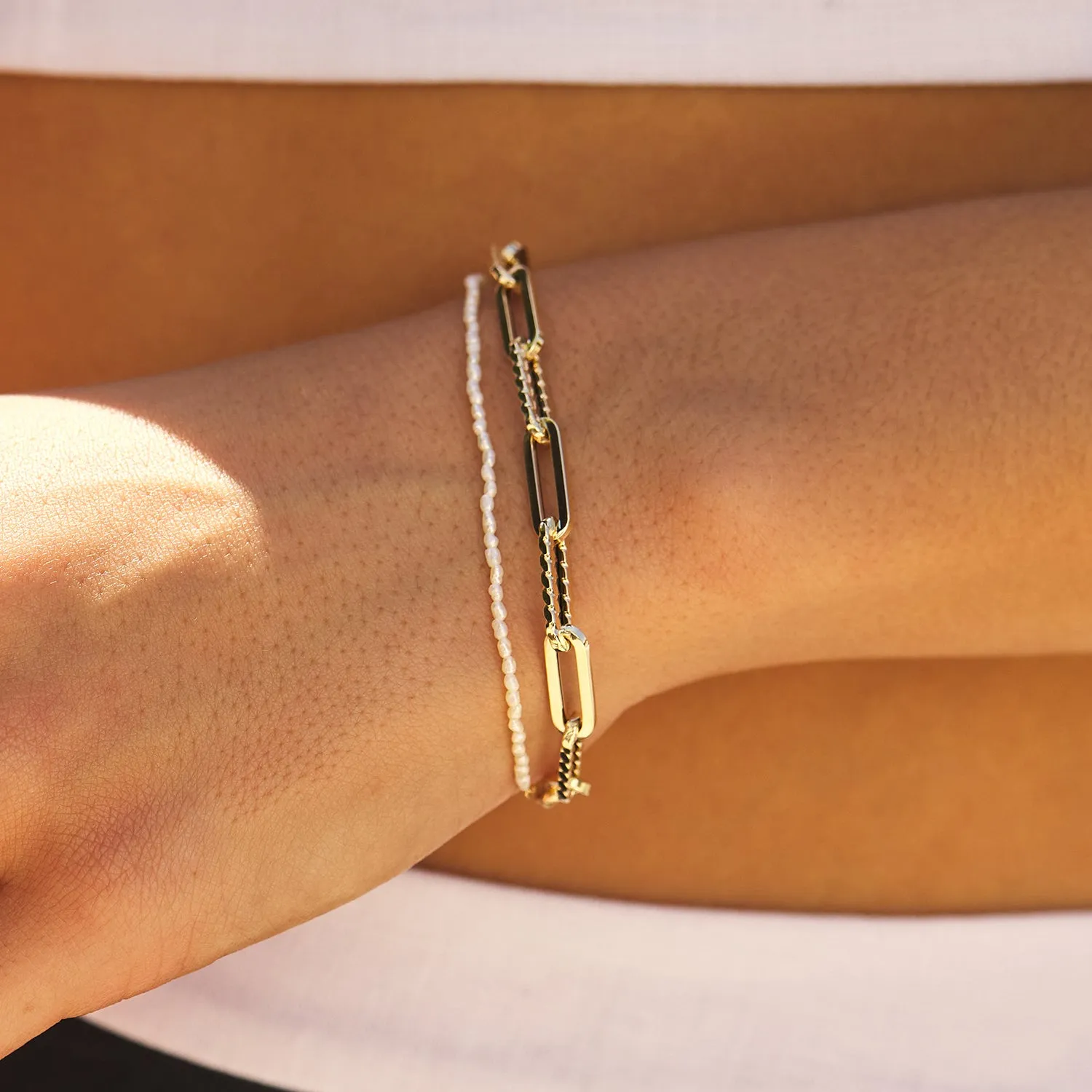 14K Twist Link Paper Clip Chain Bracelet