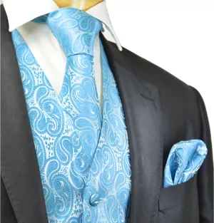 Alaskan Blue Paisley Tuxedo Vest Set