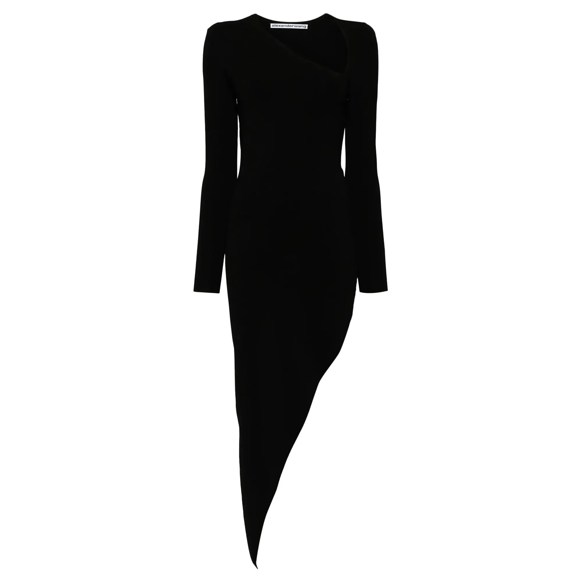 Asymmetric Long-Sleeve Bodycon Maxi Dress