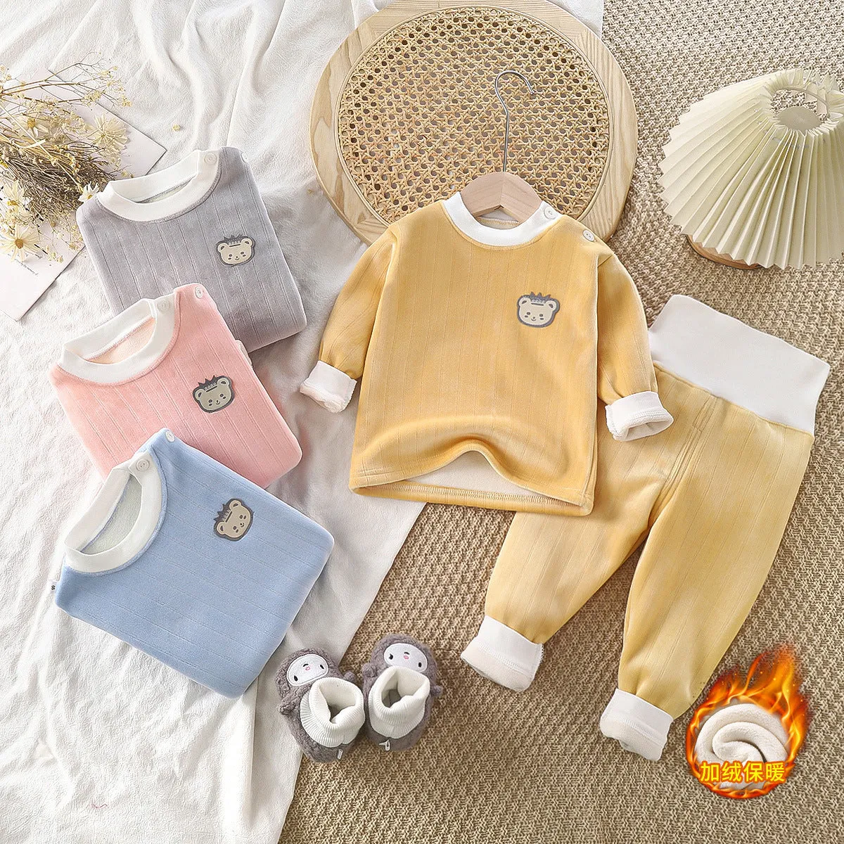 Baby Thermal Underwear Set - Cozy Autumn Winter Home Wear