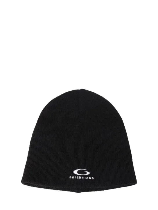 Balenciaga   Logo rib knit cotton beanie 