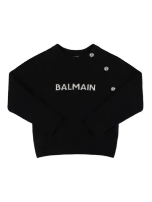 Balmain   Logo wool blend knit sweater 