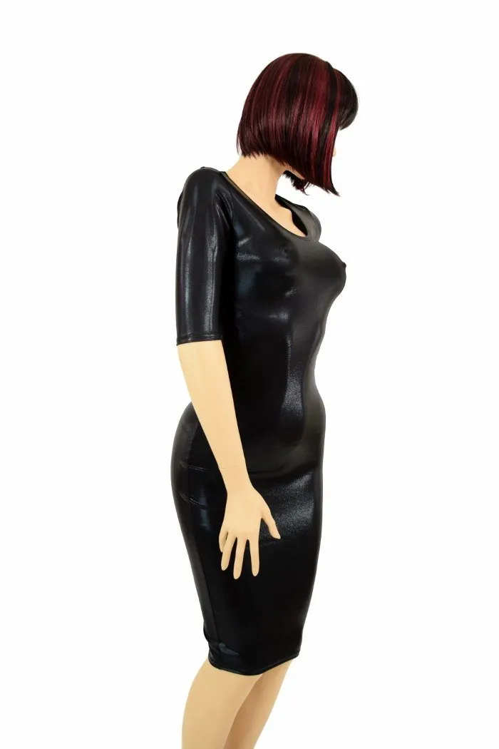 Black Mystique Half Sleeve Wiggle Dress