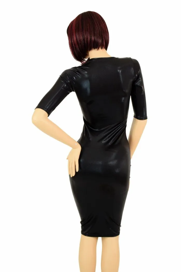 Black Mystique Half Sleeve Wiggle Dress