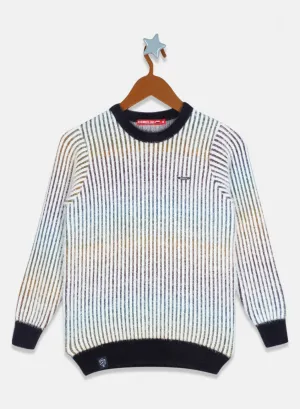 Boys Off White Stripe Pullover