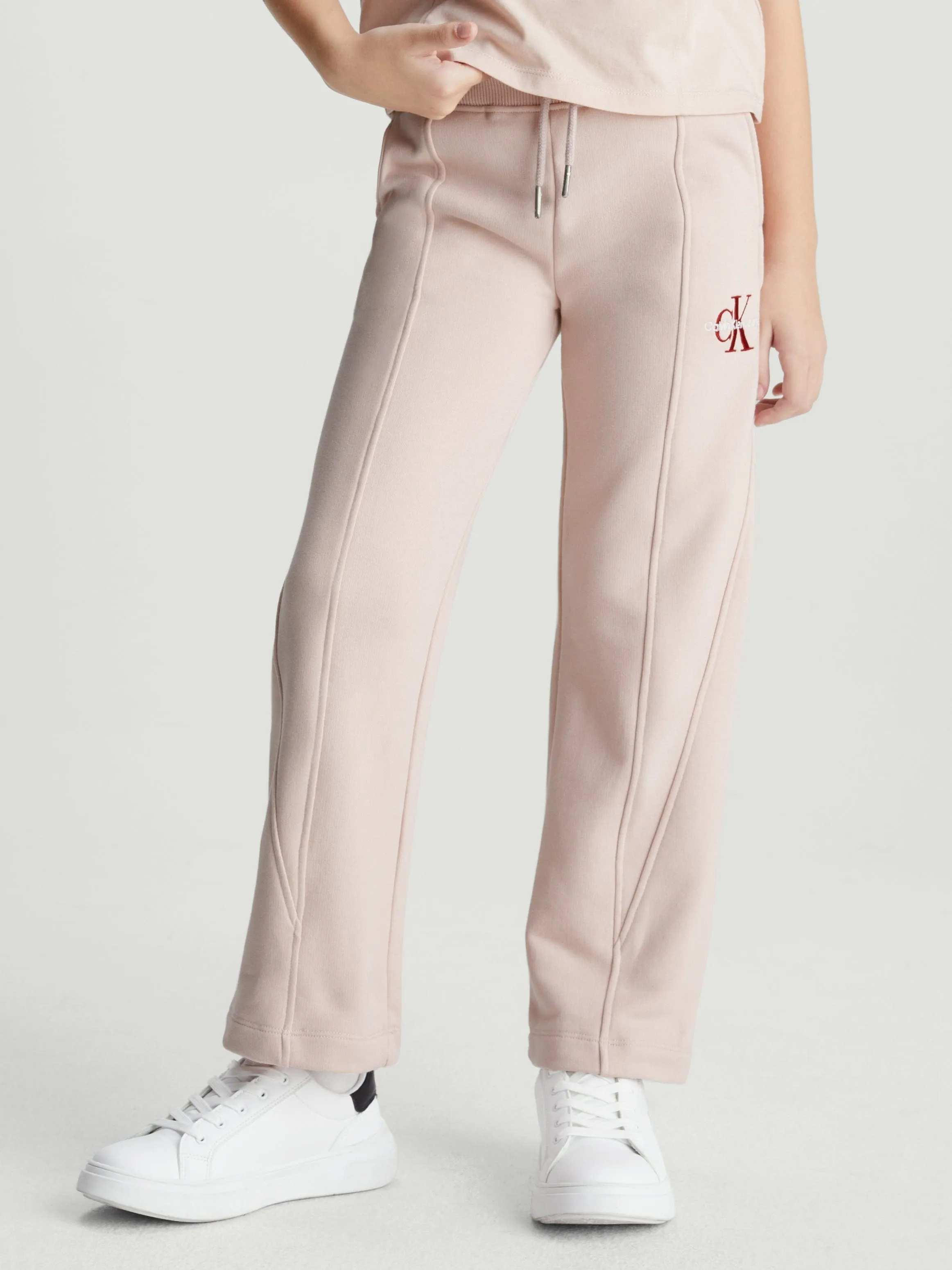 Calvin Klein Girls Monogram Off Placed Joggers in Pink