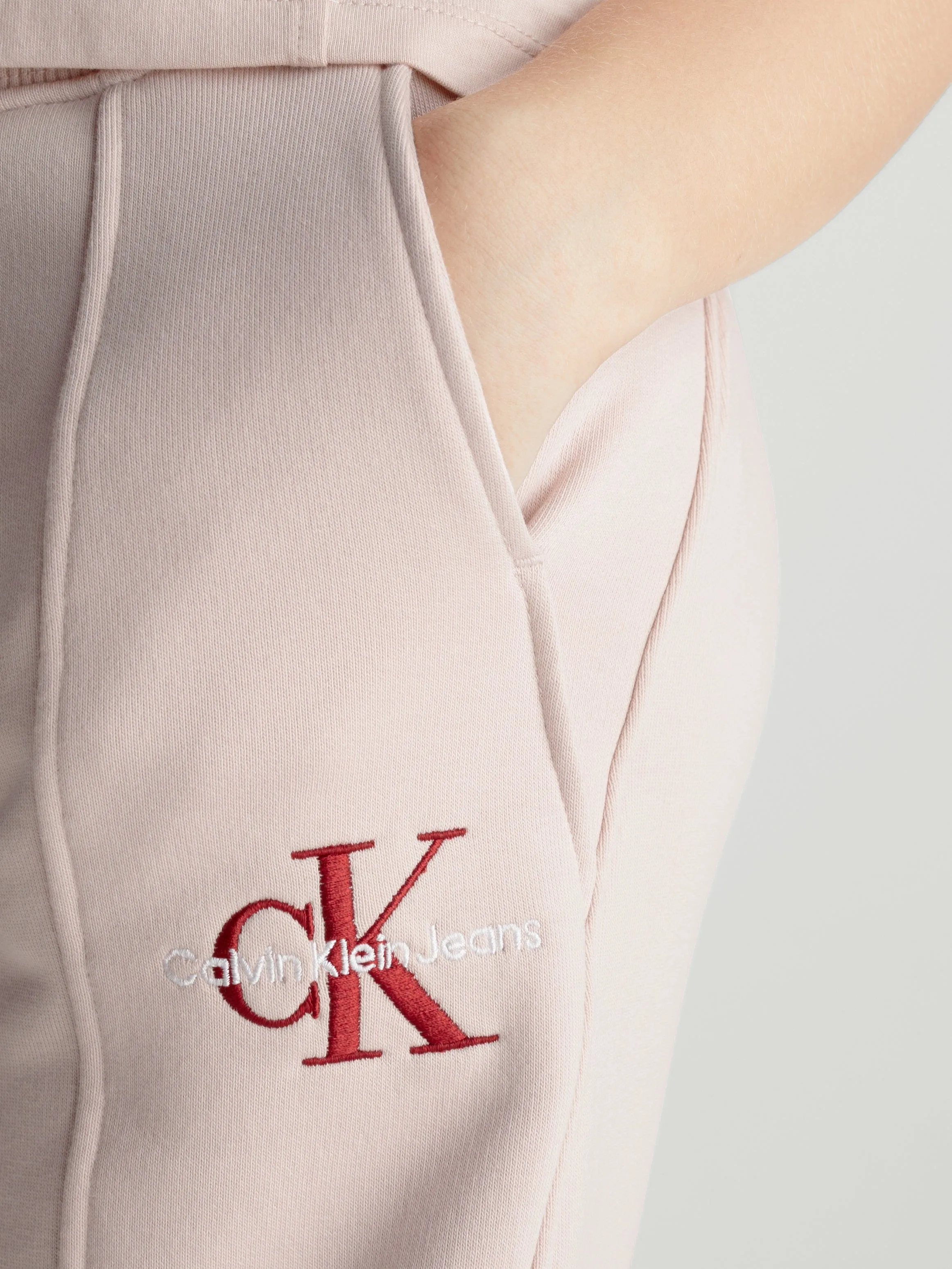 Calvin Klein Girls Monogram Off Placed Joggers in Pink