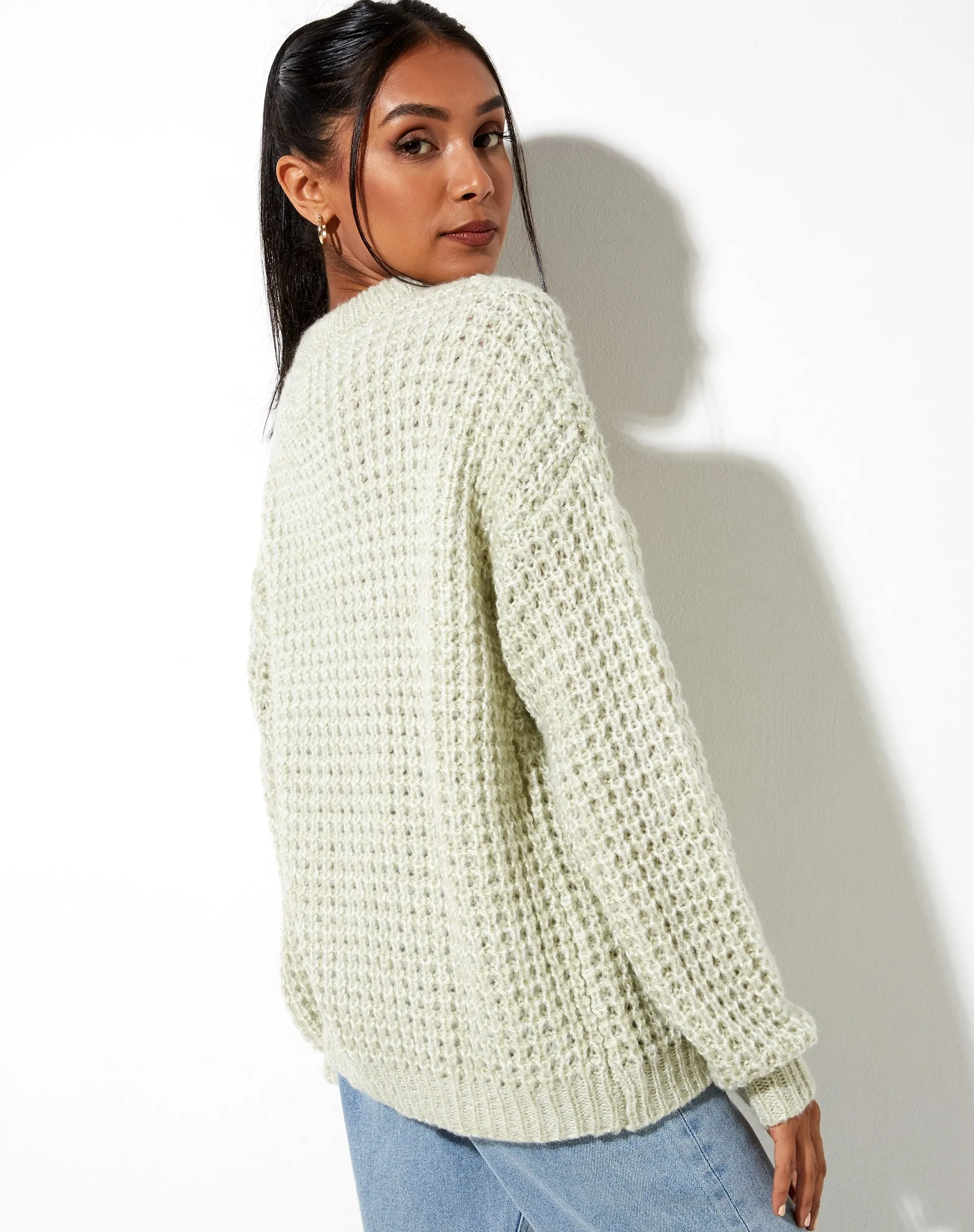 Caribou Jumper in Chunky Knit Mint