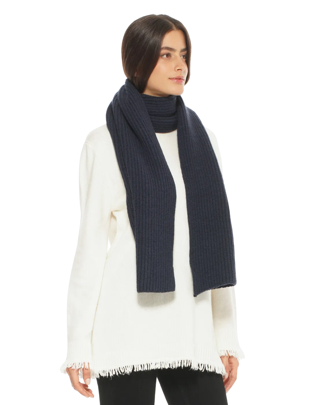 Cashmere & Wool Chunky Ribbed Scarf Night Blue