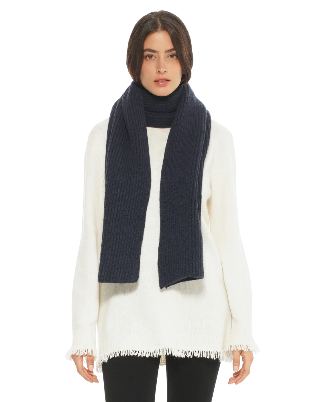 Cashmere & Wool Chunky Ribbed Scarf Night Blue