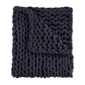 Chunky Chenille Knit Throw - Charcoal