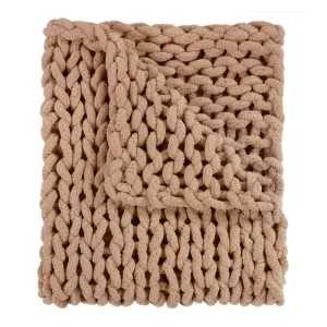 Chunky Chenille Knit Throw - Mink