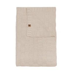 Chunky Knit Basket Weave Toddler Blanket in Almond