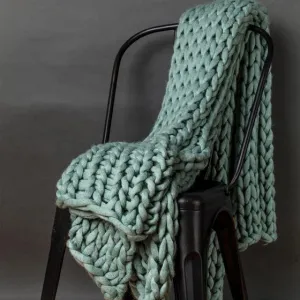 Chunky Knit Throw ~ Aqua