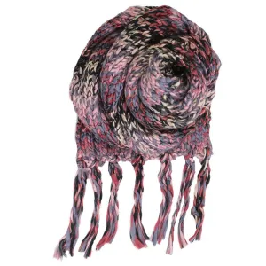 Chunky Marbled Knit Fringe Muffler - Multicolor