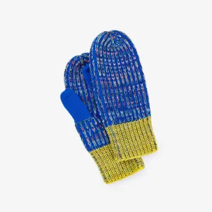 Chunky Rib Knit Mittens: Blue Blizzard