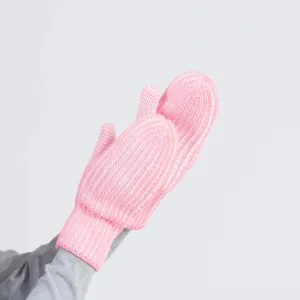 Chunky Rib Knit Mittens: Cotton Candy