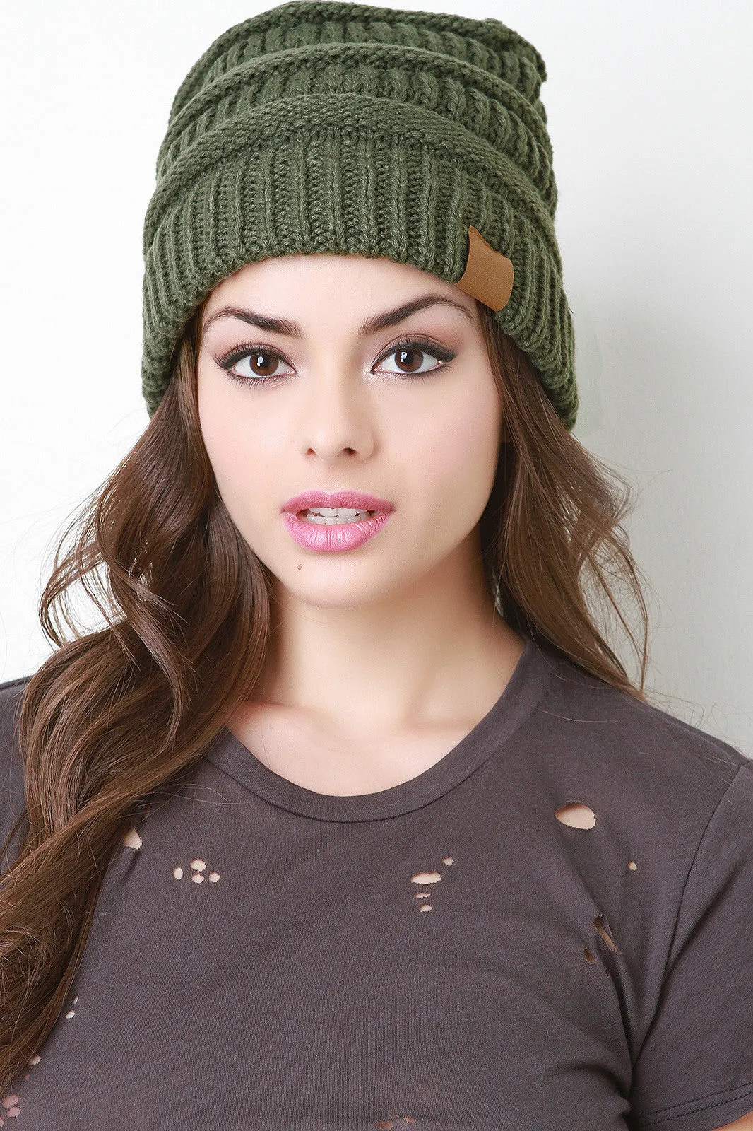 Chunky Ribbed Knit Beanie