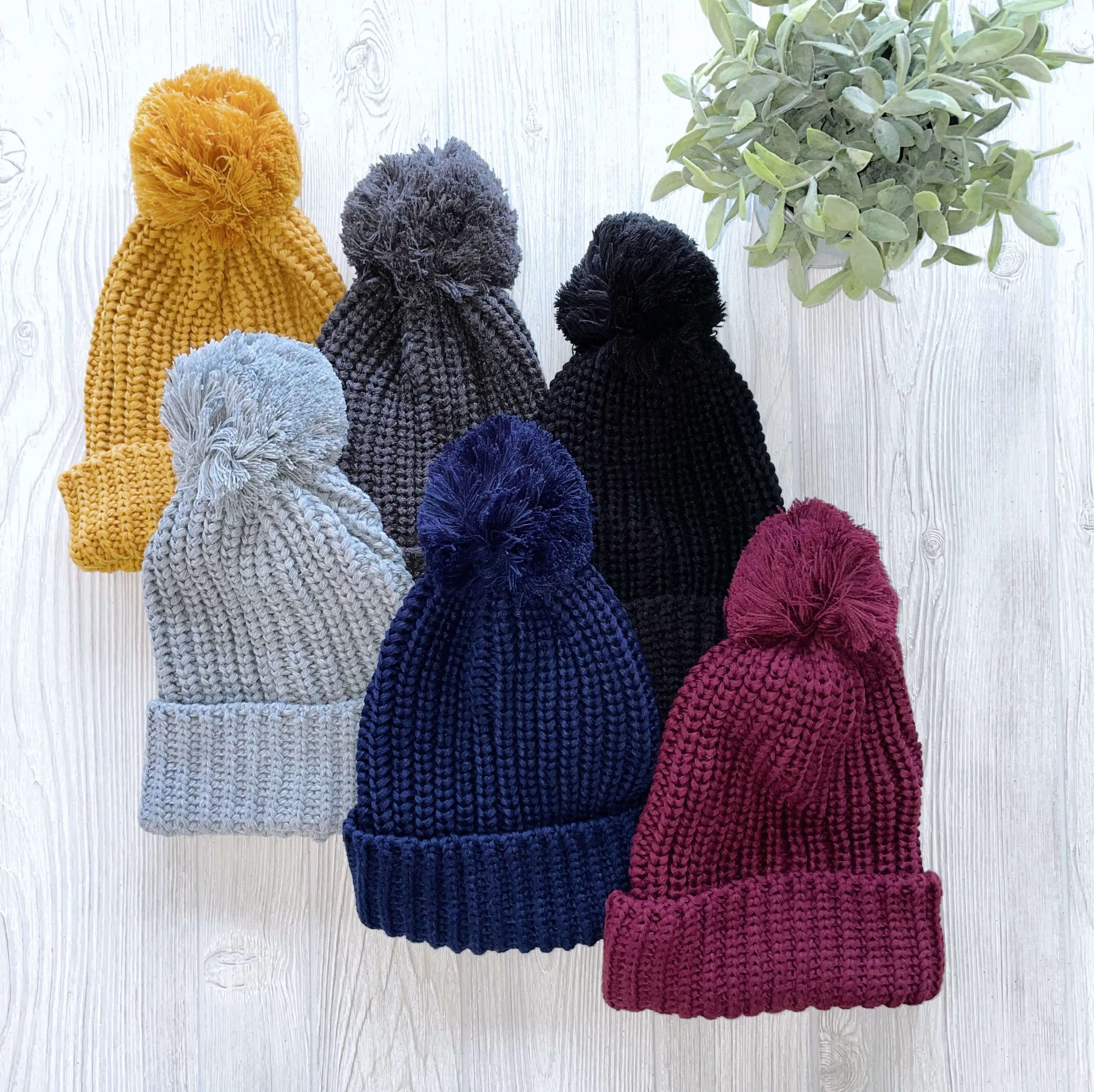 Chunky Ribbed Pom Beanie • More Colors