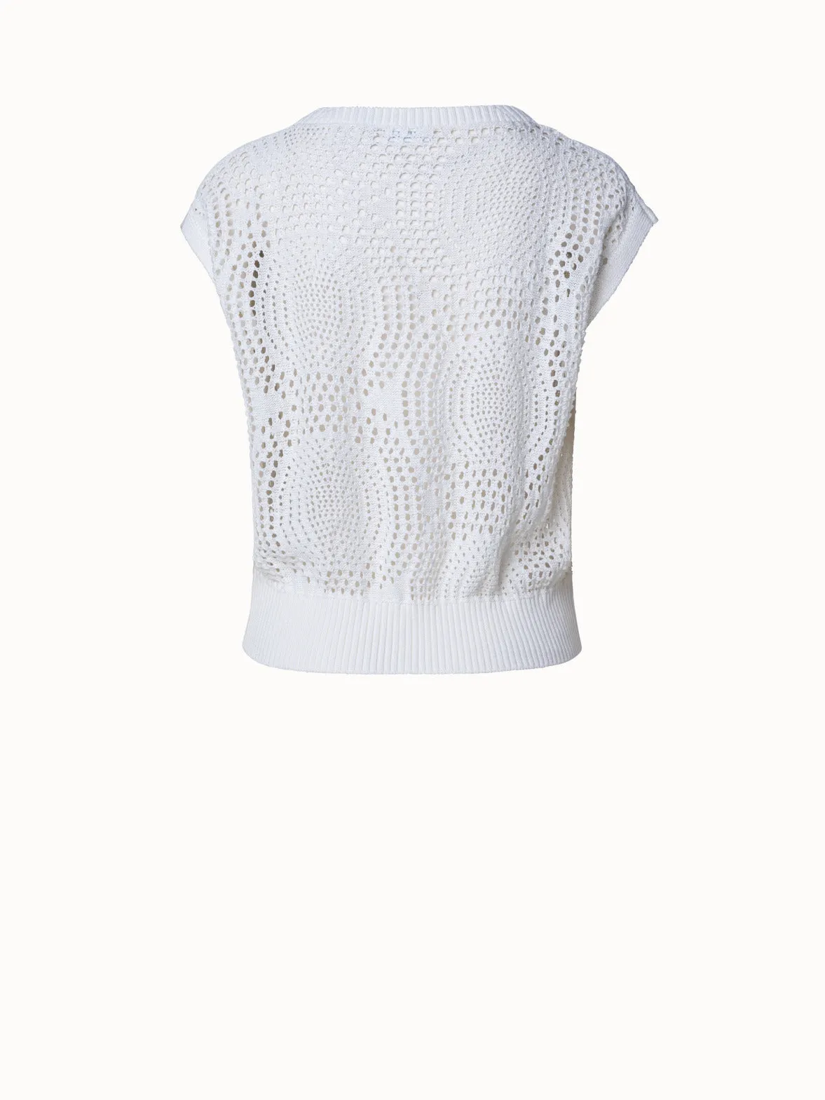 Cotton Dot Mesh Knit Pullover