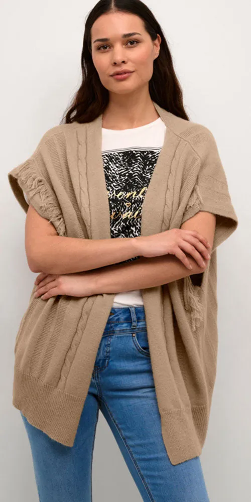 Cream Fringed Cardy Cape