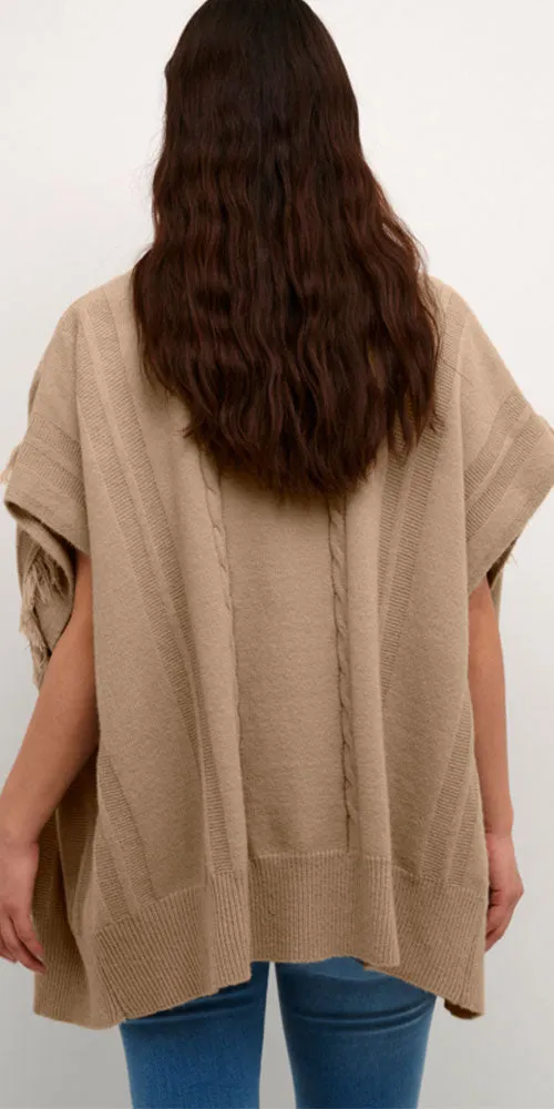 Cream Fringed Cardy Cape