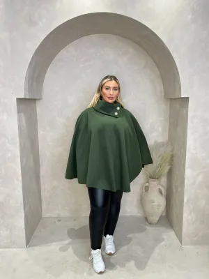 Curve Khaki Button Neck Cape