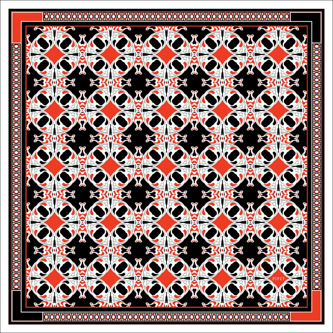 Dufrène 90cm Square scarf - Black / Red