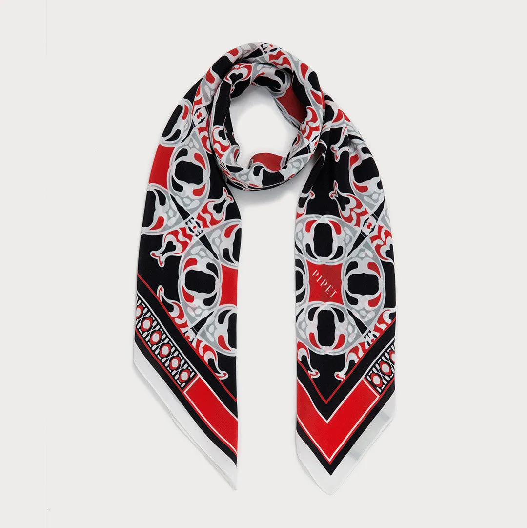 Dufrène 90cm Square scarf - Black / Red