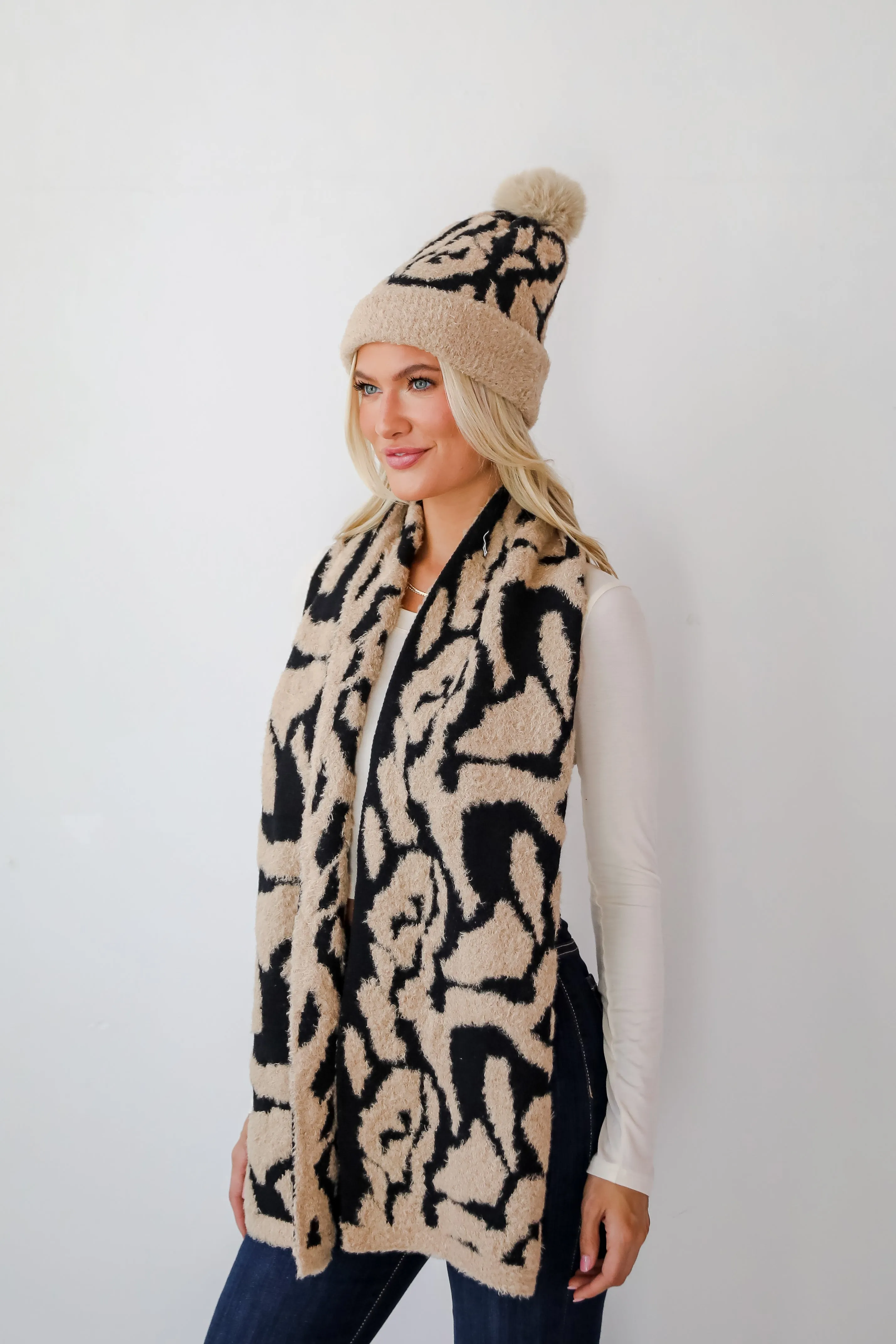 FINAL SALE - Fierce And Cozy Beige Leopard Scarf