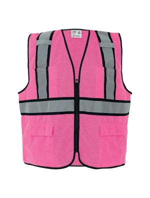 FrogWear® HV Enhanced Visibility Pink Surveyors Safety Vest - GLO-0066