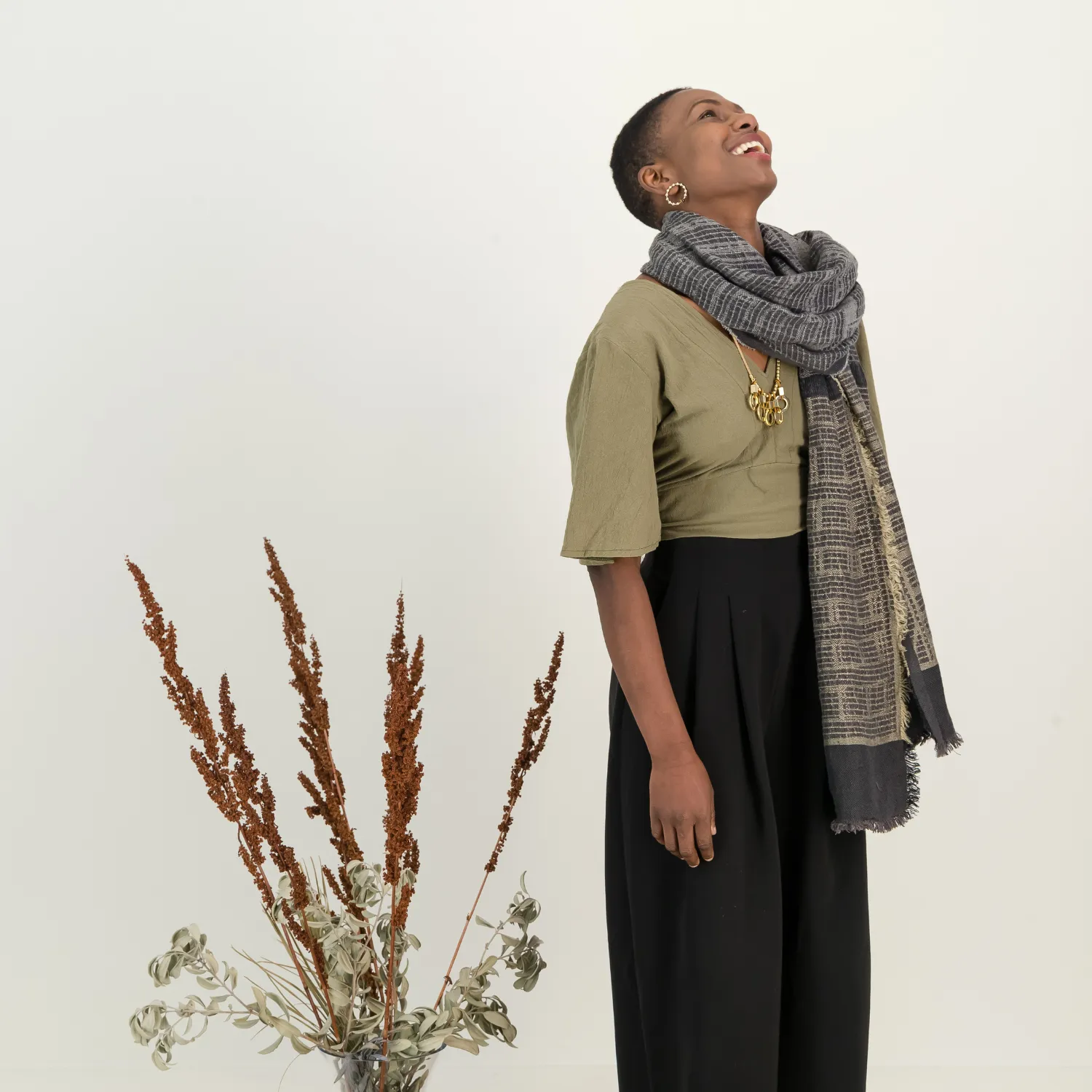 Graphite French Linen Scarf