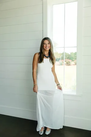 Half and Half Maxi Dress - White