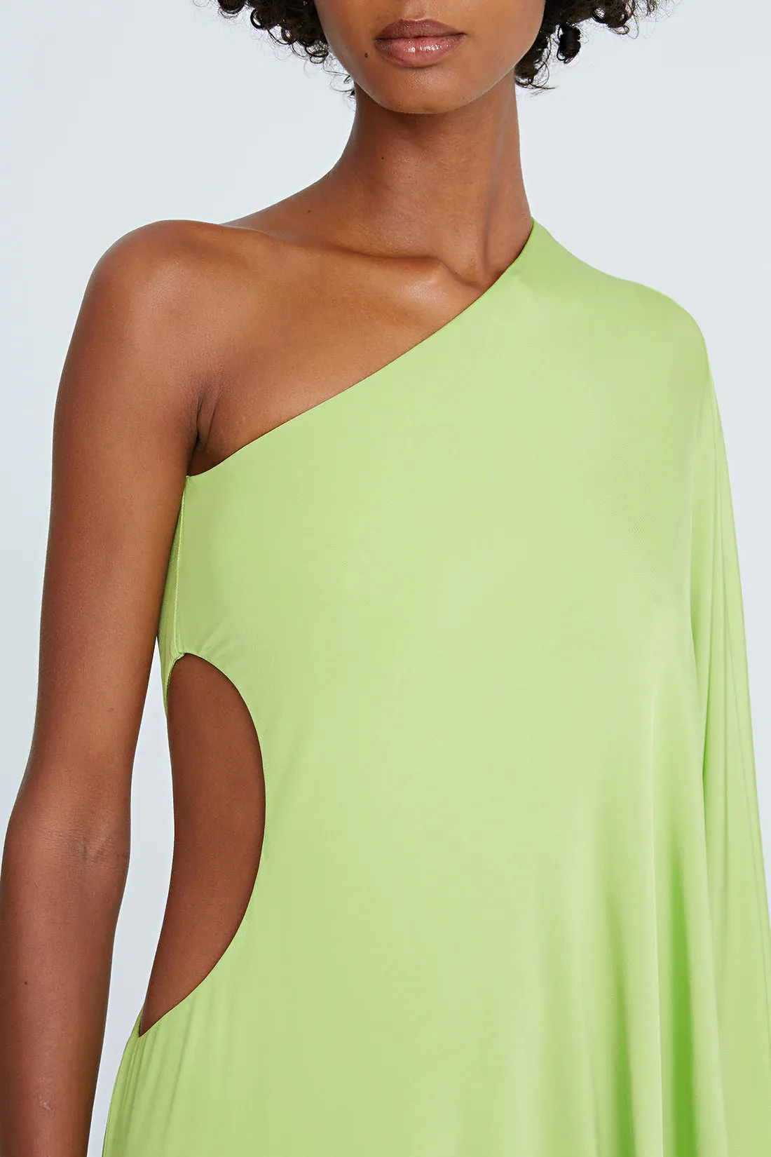 Halston One Shoulder Bodycon Cascade Jersey Dress