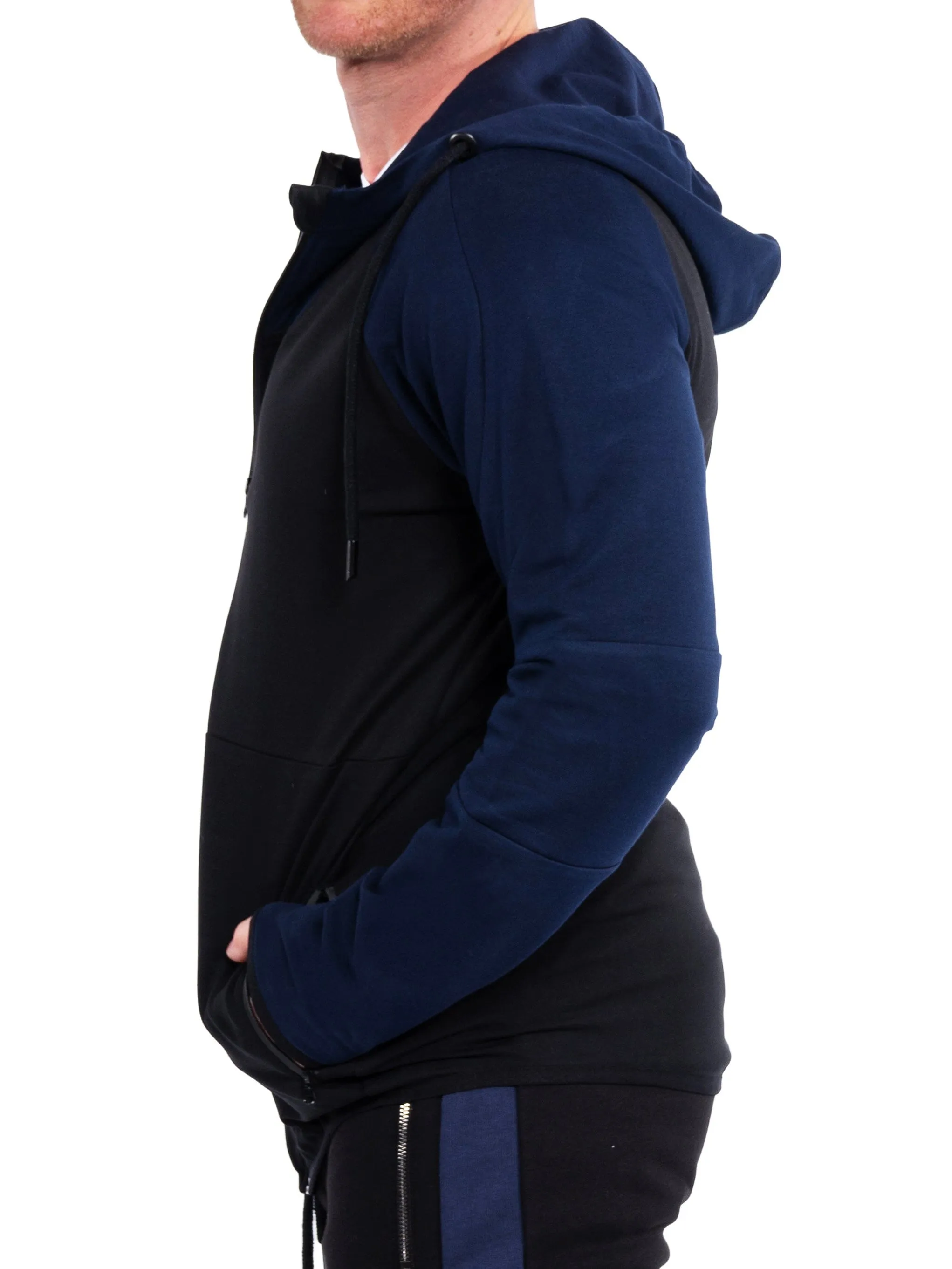 Hoodie BlueTrim Black