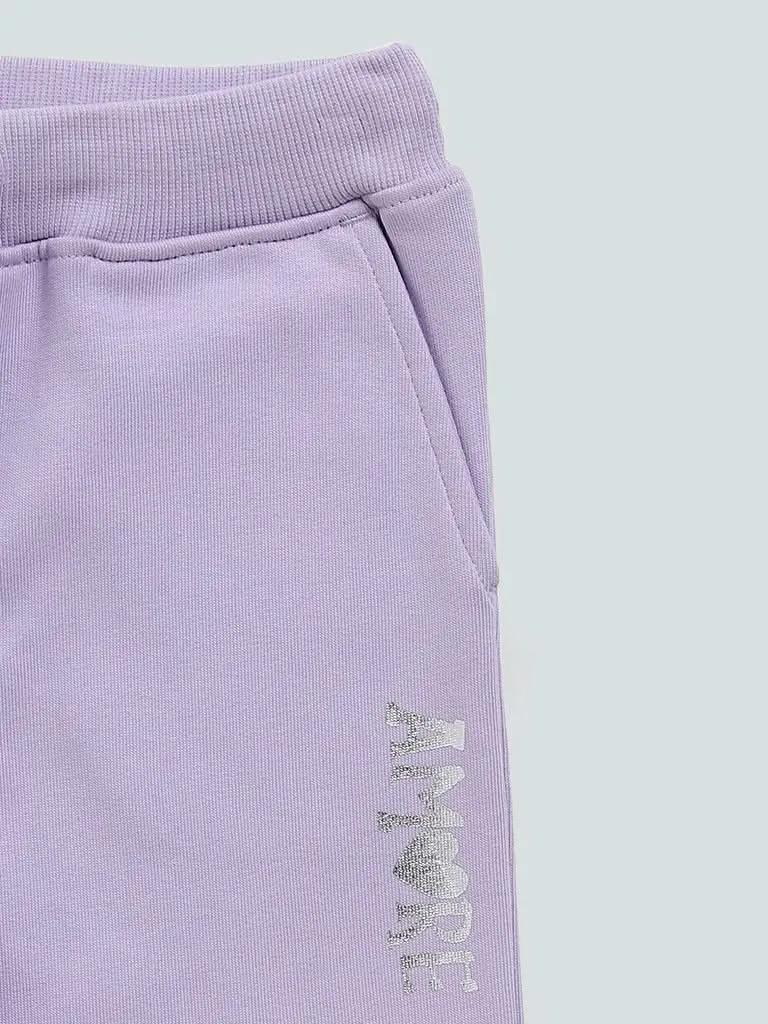 HOP Kids Lilac Plain Ribbed Joggers