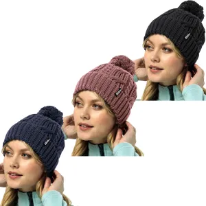 Jack Wolfskin Womens Pompom Fleece Lined Windproof Bobble Hat