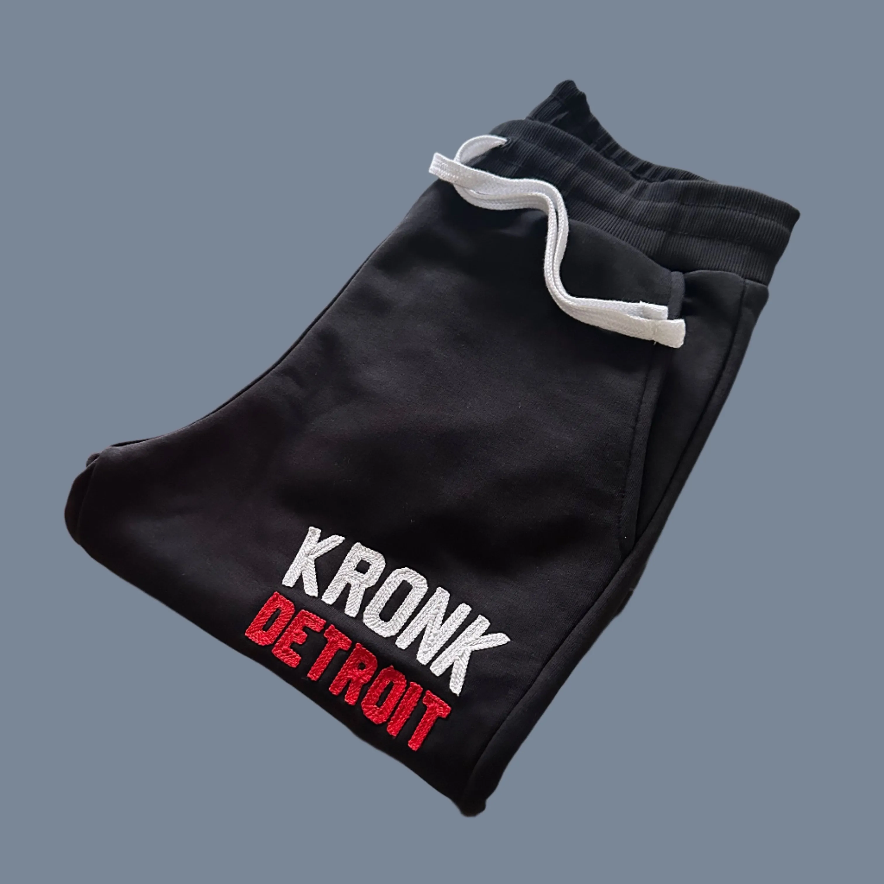 KRONK Iconic Detroit Chain Stitch Joggers Athletic Fit Black