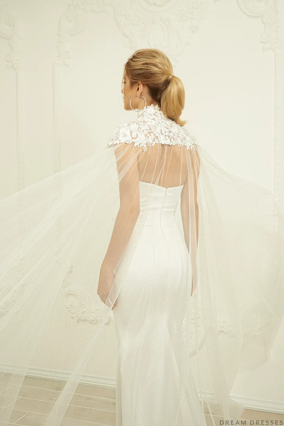 Lace Bridal Cape Veil (#GIANNA)