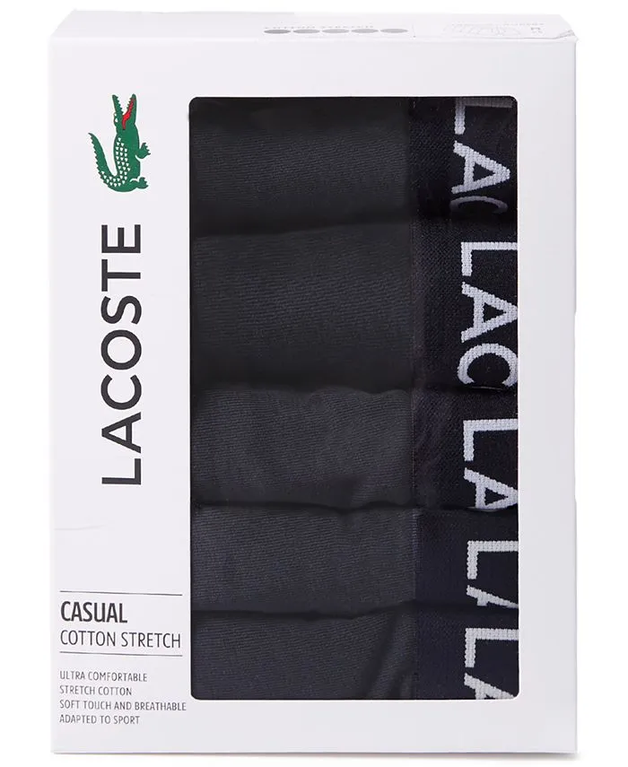 Lacoste Men's 5-Piece Cotton Underwear Set, Black