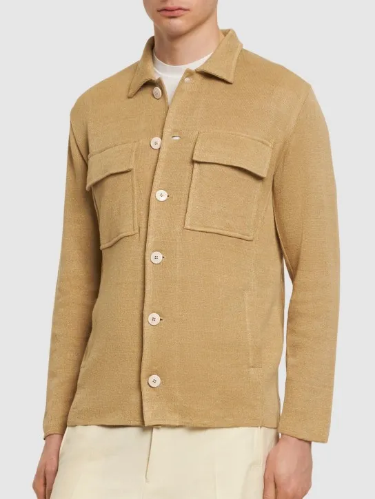 Lardini   Linen &amp; cotton knit overshirt 