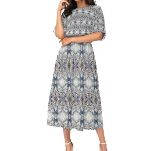 Liberace Crystal Cape Pattern Print Dress