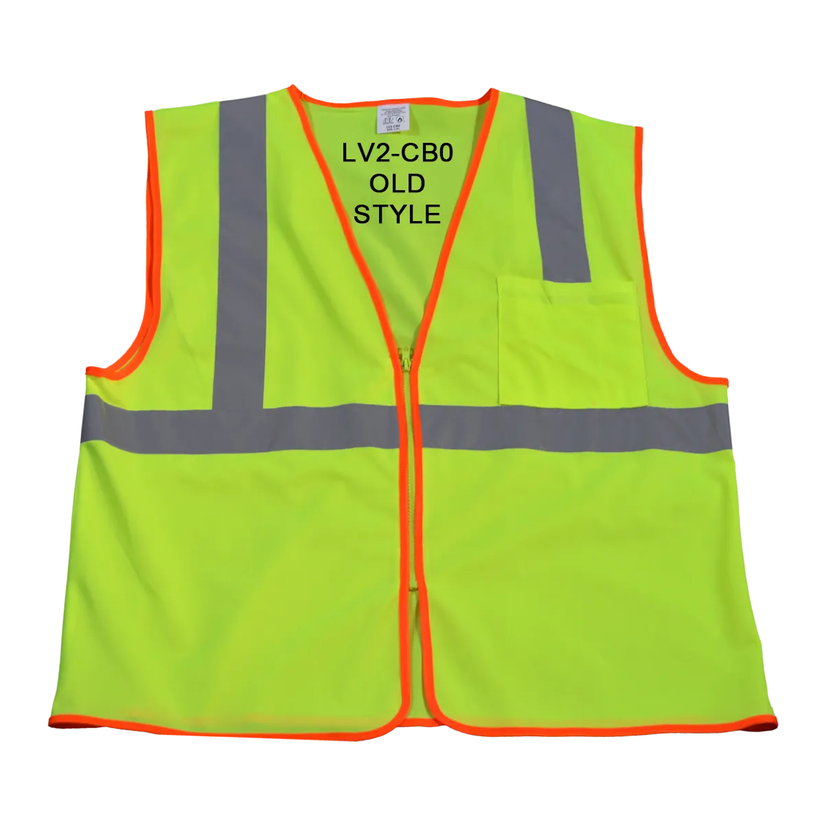 LV2-CB0 ANSI/ISEA 107-2020 CLASS 2 Lime Solid Safety Vest Zipper Closure