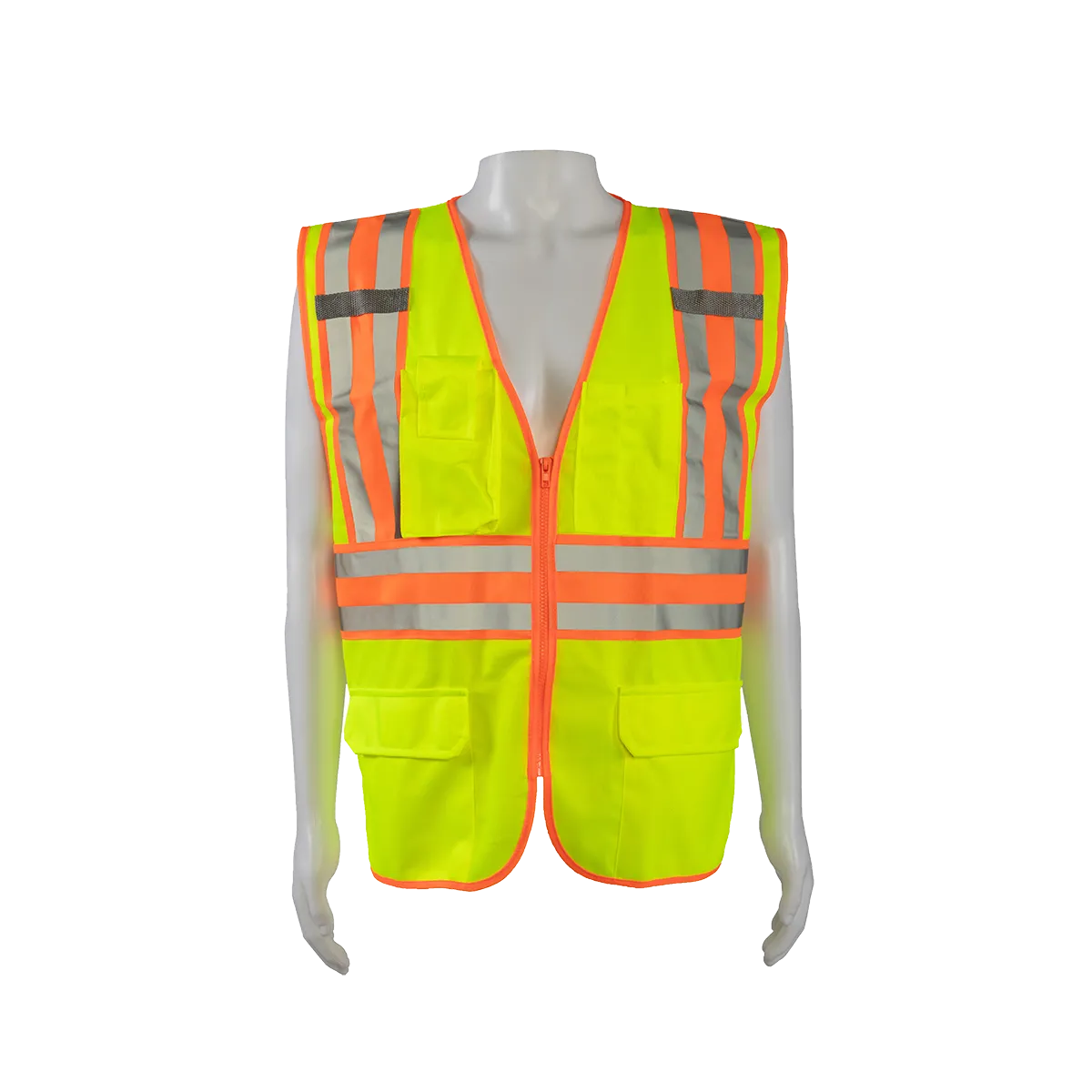 LV2-FSMBCB2 ANSI/ISEA Class II Solid Front Mesh Back Two Tone DOT Surveyors Vest