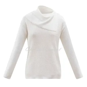 Marble Split Cowl Neck Sweater – style 6370-104 (Ivory)