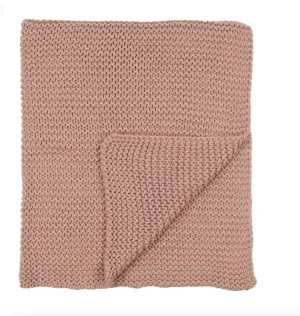 Mema Knits Pale Pink Super Chunky Knit Blanket