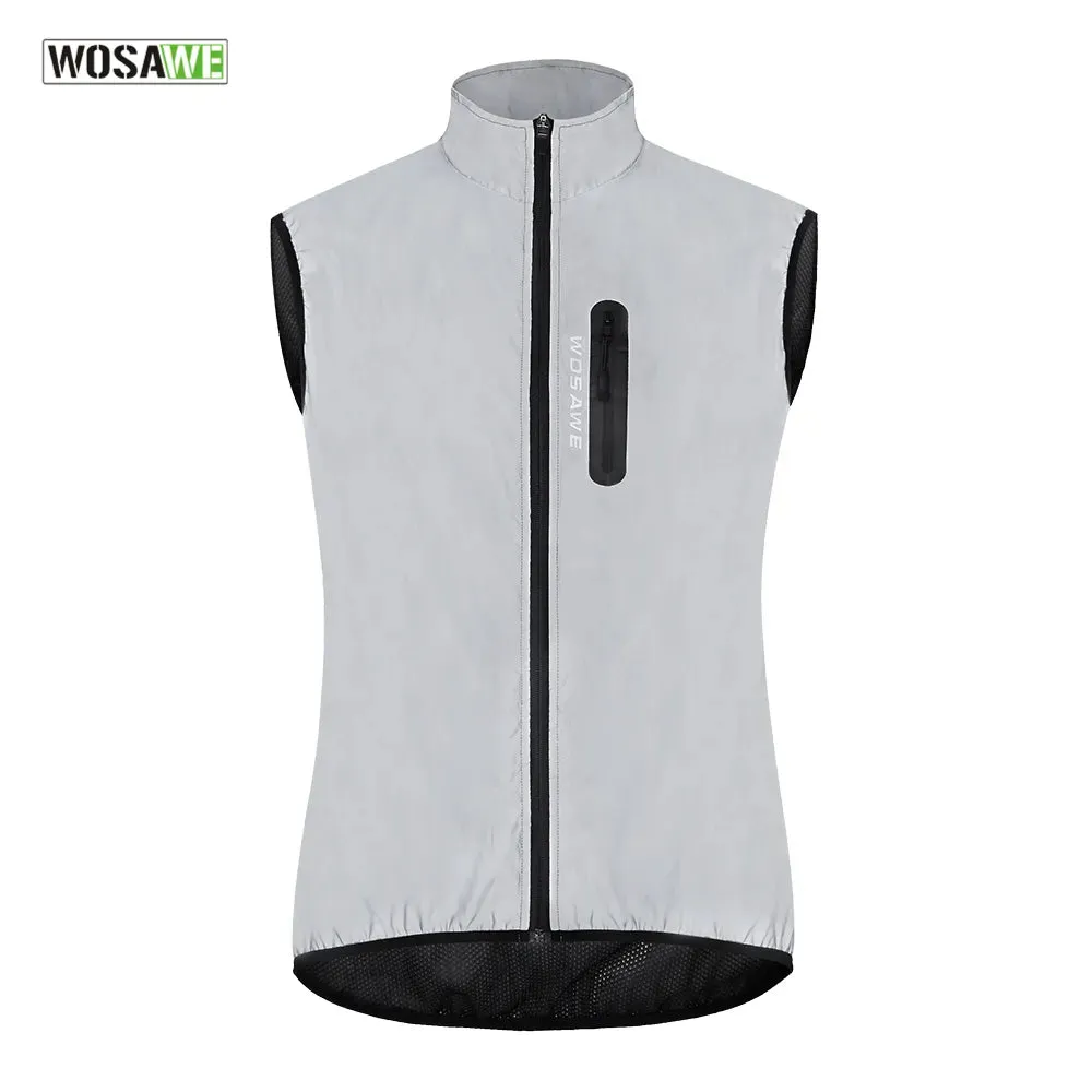 Men Cycling Full Reflective Vest Windbreaker Waterproof Jacket Spring Autumn Windproof Bike Bicycle  Vest Night Glowing