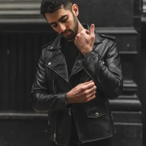 Men's Genuine Leather Jacket Black Slim fit Biker Motorcycle jacket